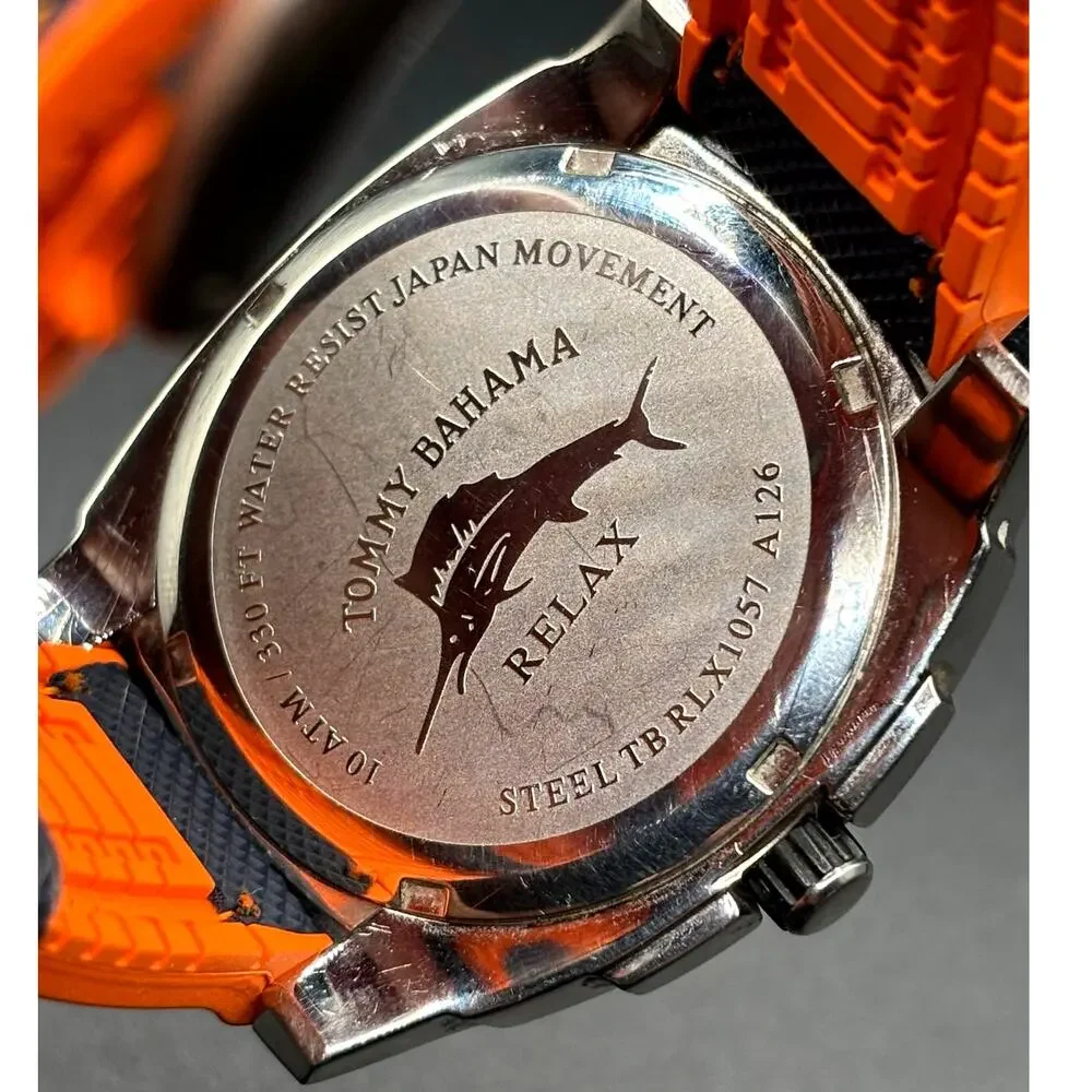 Tommy Bahama Relax RLX1057 A126 Orange Dial 24 Hour 100M 43mm Men’s Watch